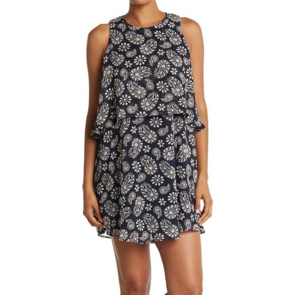 Tommy Hilfiger Sleeveless Chiffon Paisley Midi Dress / NavyxWhite / US 8 Womens - Picture 1 of 12